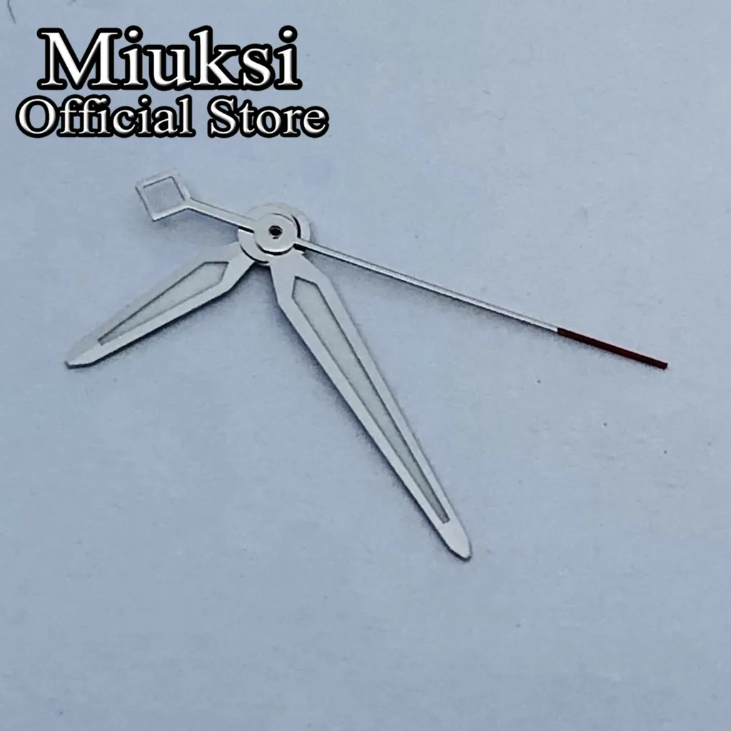 ساعة Miuksi باللون الفضي والأحمر عقارب خضراء مضيئة تناسب حركة NH35 NH36 NH38 NH70 NH72