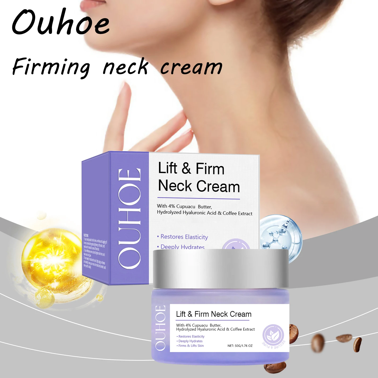 

Ouhoe Neck Skin Care Cream Firming Skin Remove Wrinkles Non-greasy Daily Moisturizing Smoothing Lifting Neck Care Cream