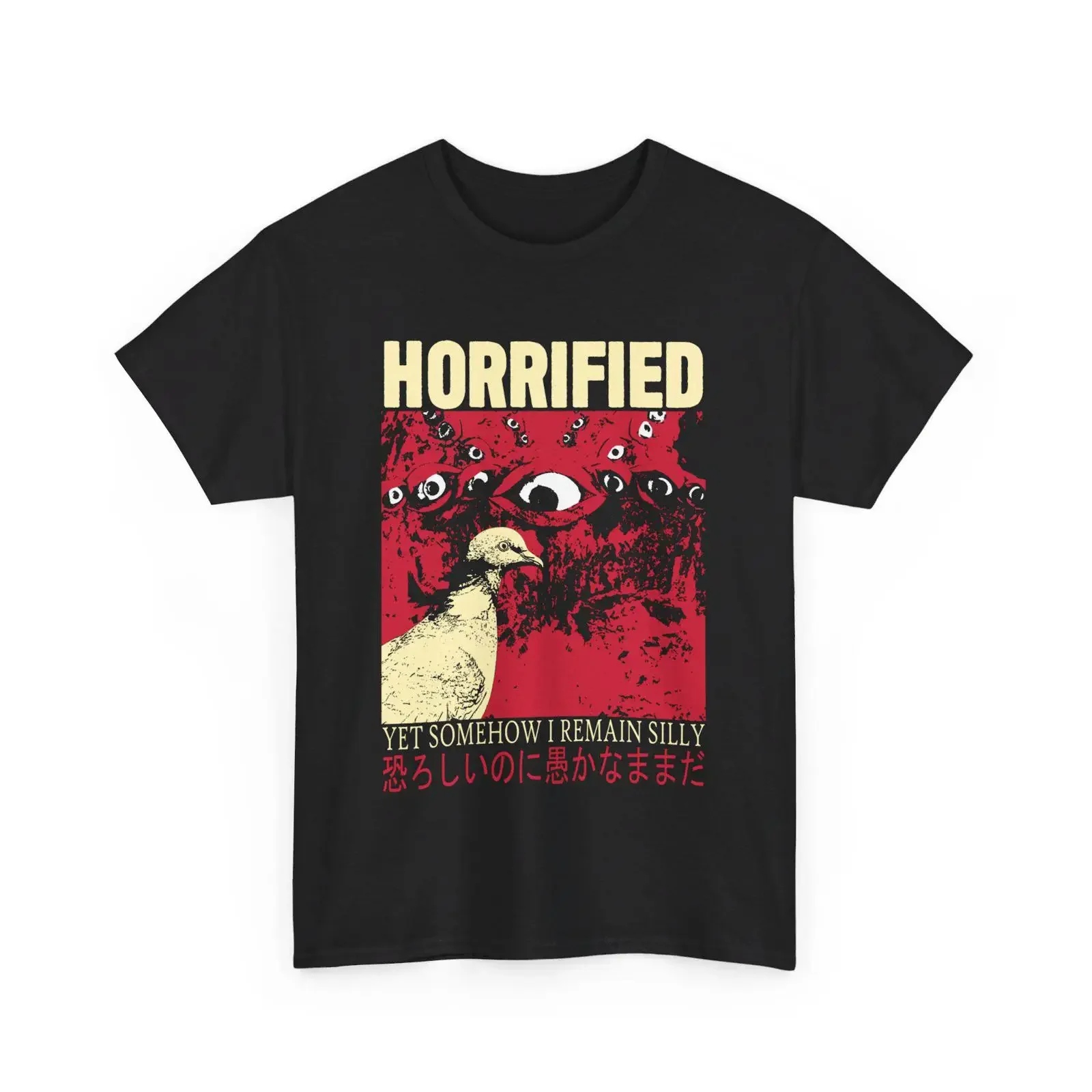 Horrified Pigeon T Shirt vintage Washed homme designer clothes Slightly Versatile Top For Everyday Wear fashion streetwear