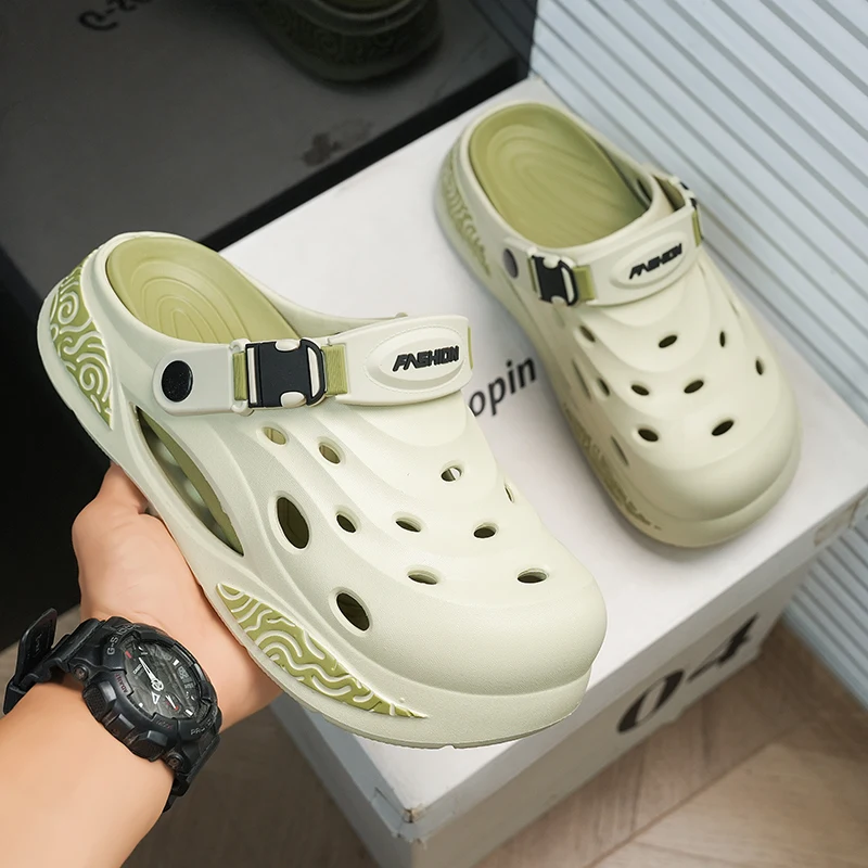 

Мужские летние уличные нескользящие сандалии и шлепанцы с толстой подошвой, двойного назначения, с защитой от запаха, для спорта и пляжа