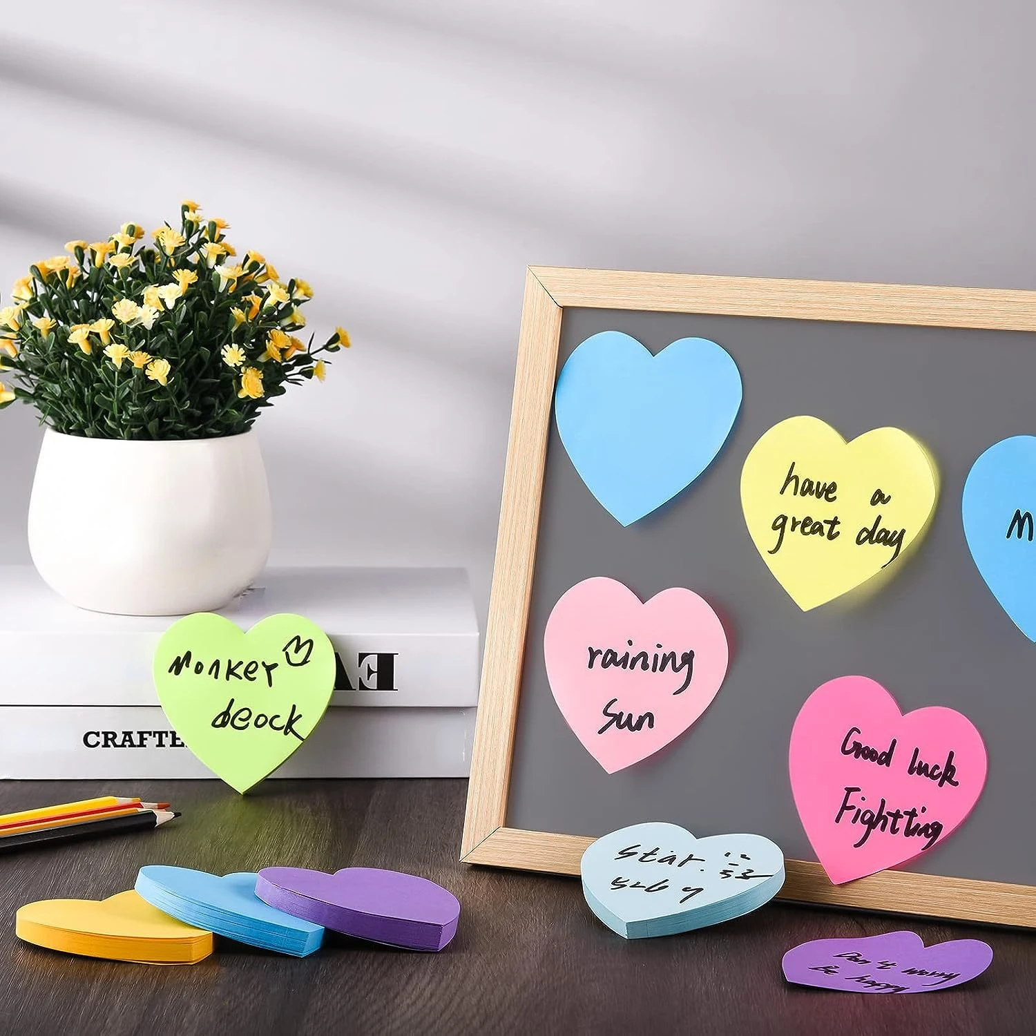 240 pages 8 colors Love shape Sticky Notes Memo Pad To Do List Self-adhesive Notepad Journal Planner Sticker Office Supplies