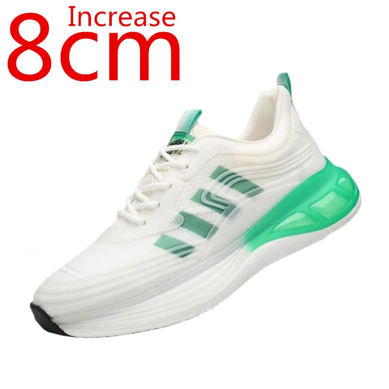 Elevated Shoes for Men'S pring/Summer Breathable Increased 8-10cm Fashion Trendy Sports Heightening Casual White Sneakers