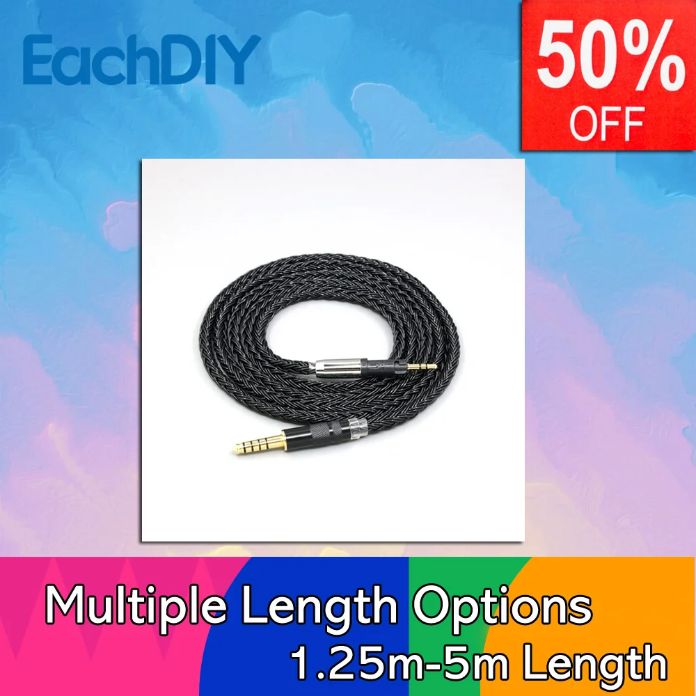 

For Audio Technica ATH-M50x ATH-M40x ATH-M70x ATH-M60x 16 Core Black Braided Earphone Cable LN008861