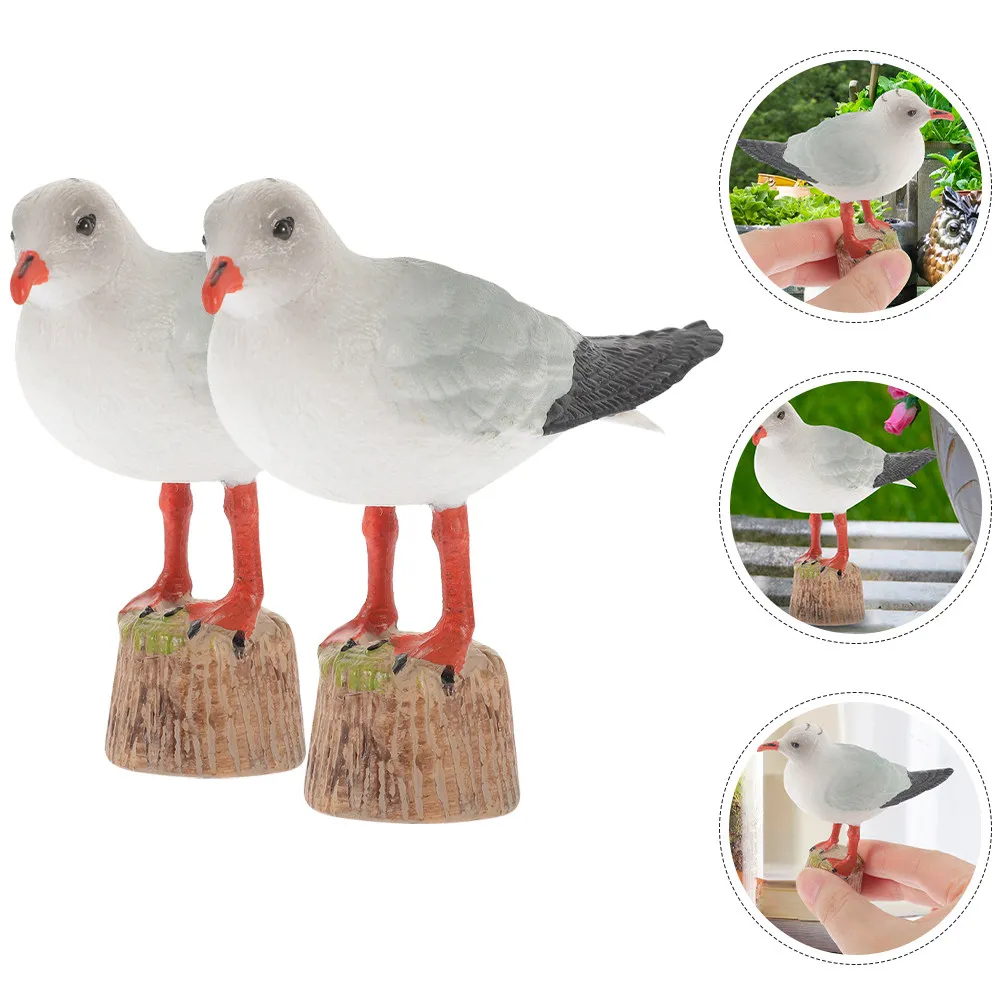 2Pcs Seagull Statue Plastic Outdoor Garden Decoration Lawn Backyard Pond Window Ledge Countertop Interior Entrance Home