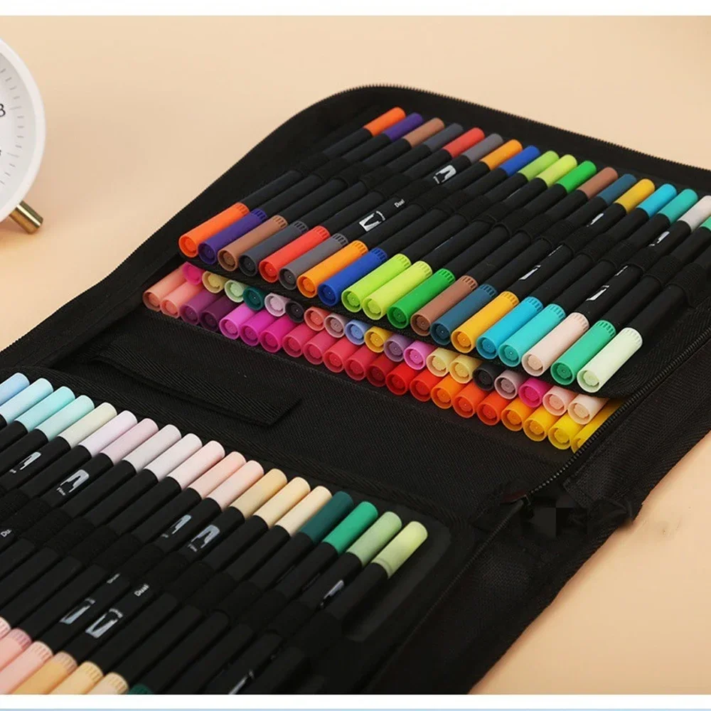 

60/72/100/120 Colors Washable Soft Tip Marker Set Double-Ended Watercolor Hook Pens for Kids’ Art Painting & Colorful Graffiti