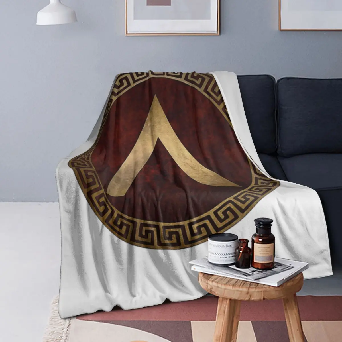 

Lacedaemonian Lambda Ancient Spartan Shield Blanket Soft Flannel Throw Blanket Plush for Bed Living room Picnic Travel Home Sofa