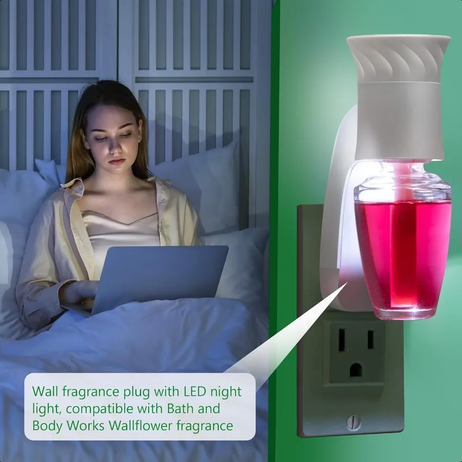 عطر حائط مع ضوء ليلي متوافق مع أعمال الحمام والجسم، عطر زهرة الحائط مع جوهر تصميم المكونات الدوارة
