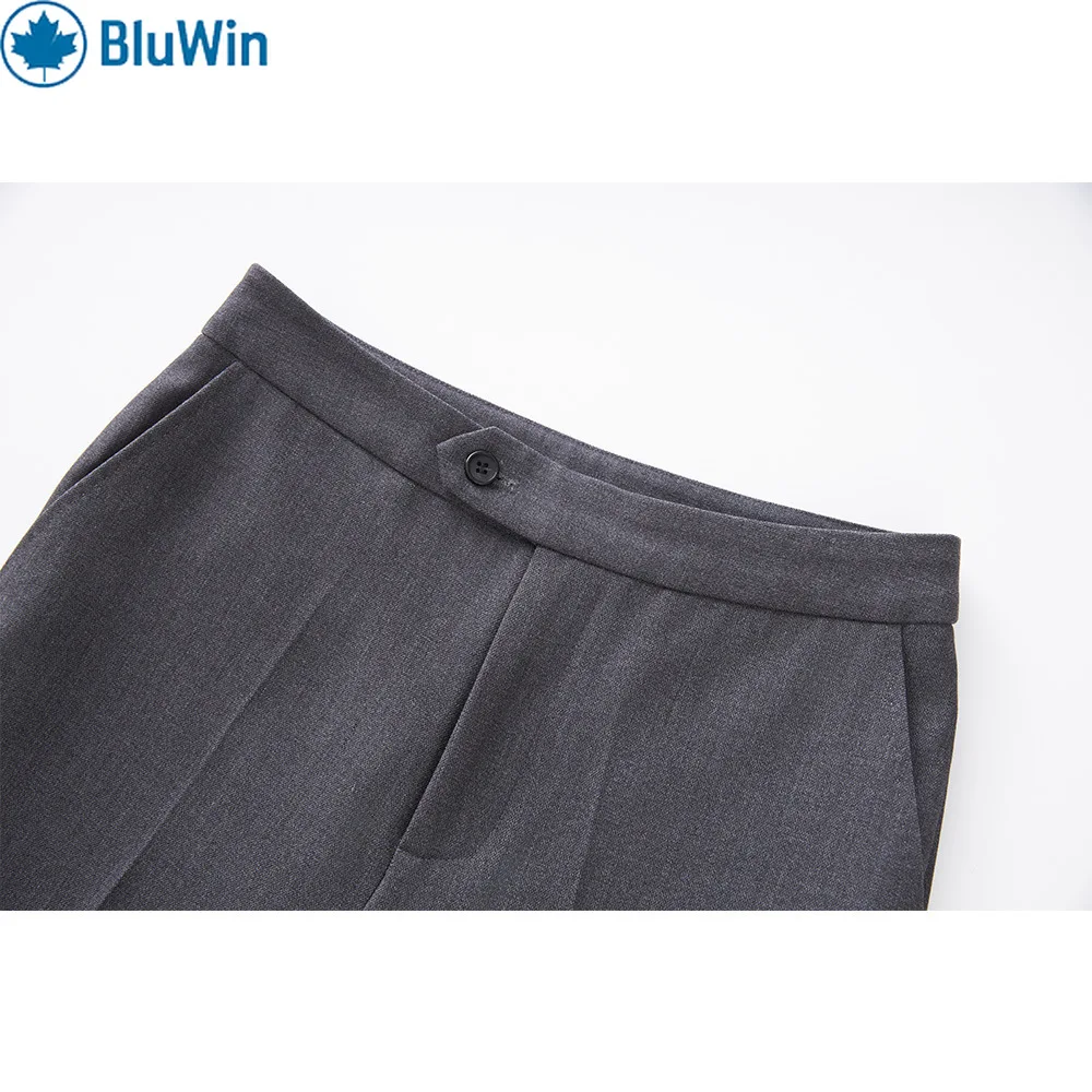BluWin Set completo blazer grigio da donna Pantaloni a due pezzi Nuovo uniforme da lavoro formale da ufficio slim fit con un bottone