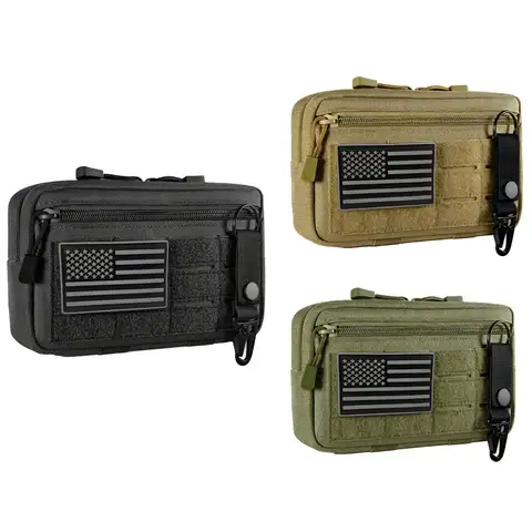 Outdoor EDC Hunting Toolkit Multifunctional Molle Pouch,Hunting Waist Pack Coin Purse, Nylon Portable Waist Bag with Metal Hooks