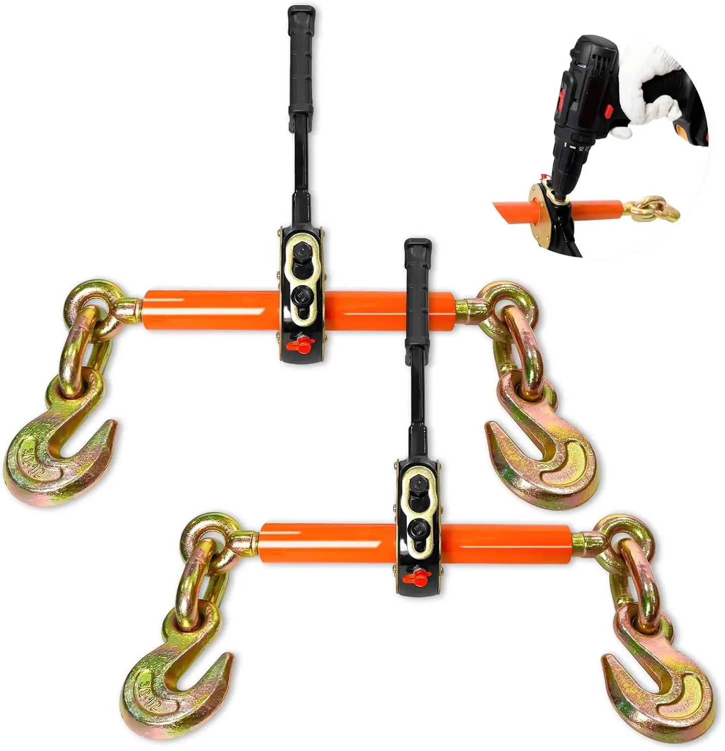 

Папка с храповым механизмом с электрическим крутящим моментом, 2 шт., цепь 3/8-1/2 дюйма, SWL, 9200 фунтов, совместимая с портативной дрелью для быстрого грузового сейфа