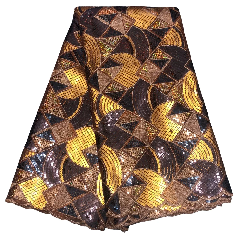 Luxury Multicolor Sequins Sequence Embroidery African Lace Fabric Fashion Nigerian Women Party Dress French Tulle Lace Materials