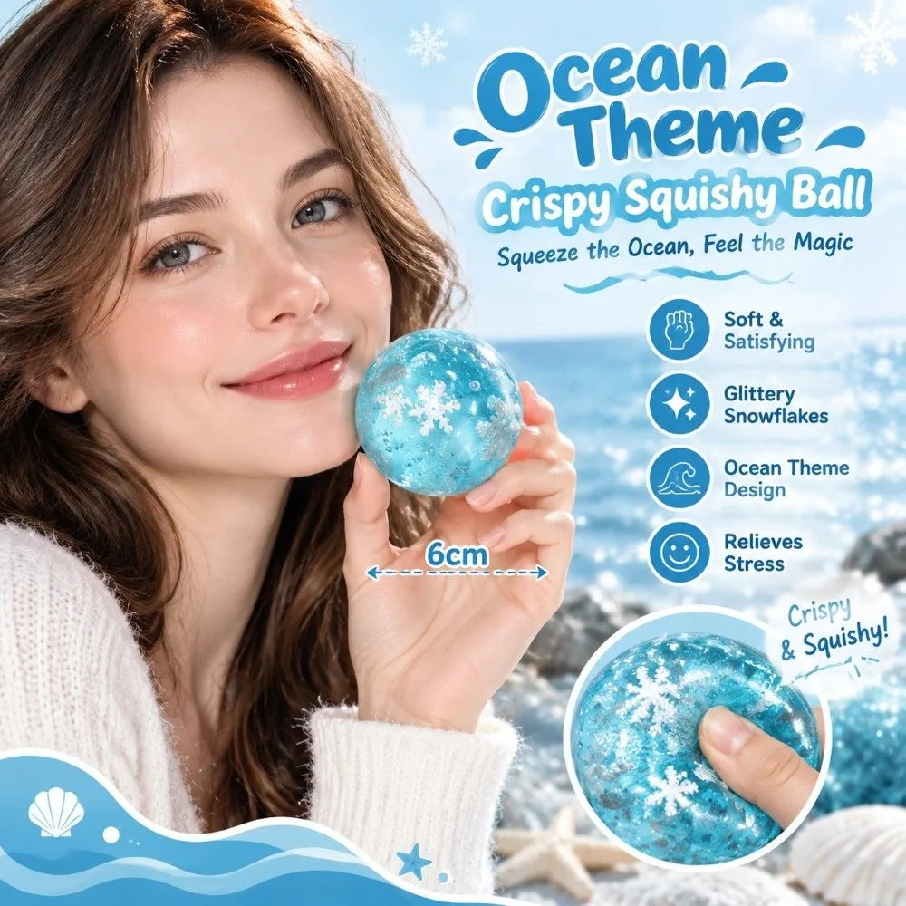 Ocean-themed Crispy Ball Squeeze Toy Soft Crunchy Sound Round Crispy Squishy Ball Pinch Crispy Skin Pinching Toy Party Gifts