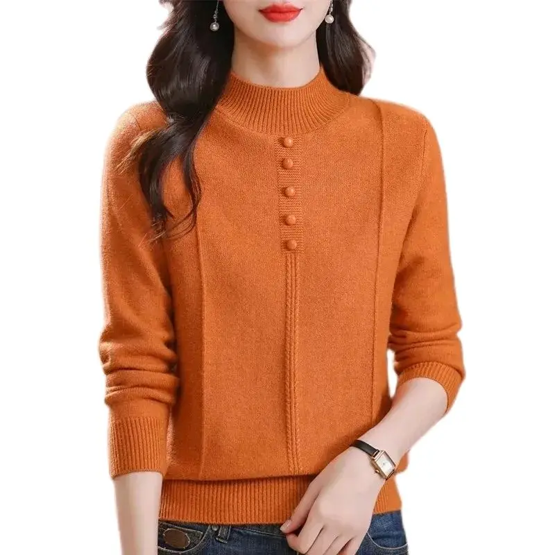 

Bottoming Shirt Women's Tops Autumn Winter Solid Color Round Neck Turtleneck High Waist Short Section Slim Fashion Sweater