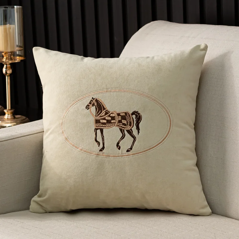 Amerikanischer handbestickter Kissenbezug mit Pferdemuster, Umarmungskissenbezug, Sofa, Zuhause, Büro, Wohnzimmer, Auto-Kissenbezug, 45 x 45 cm – Detail 15