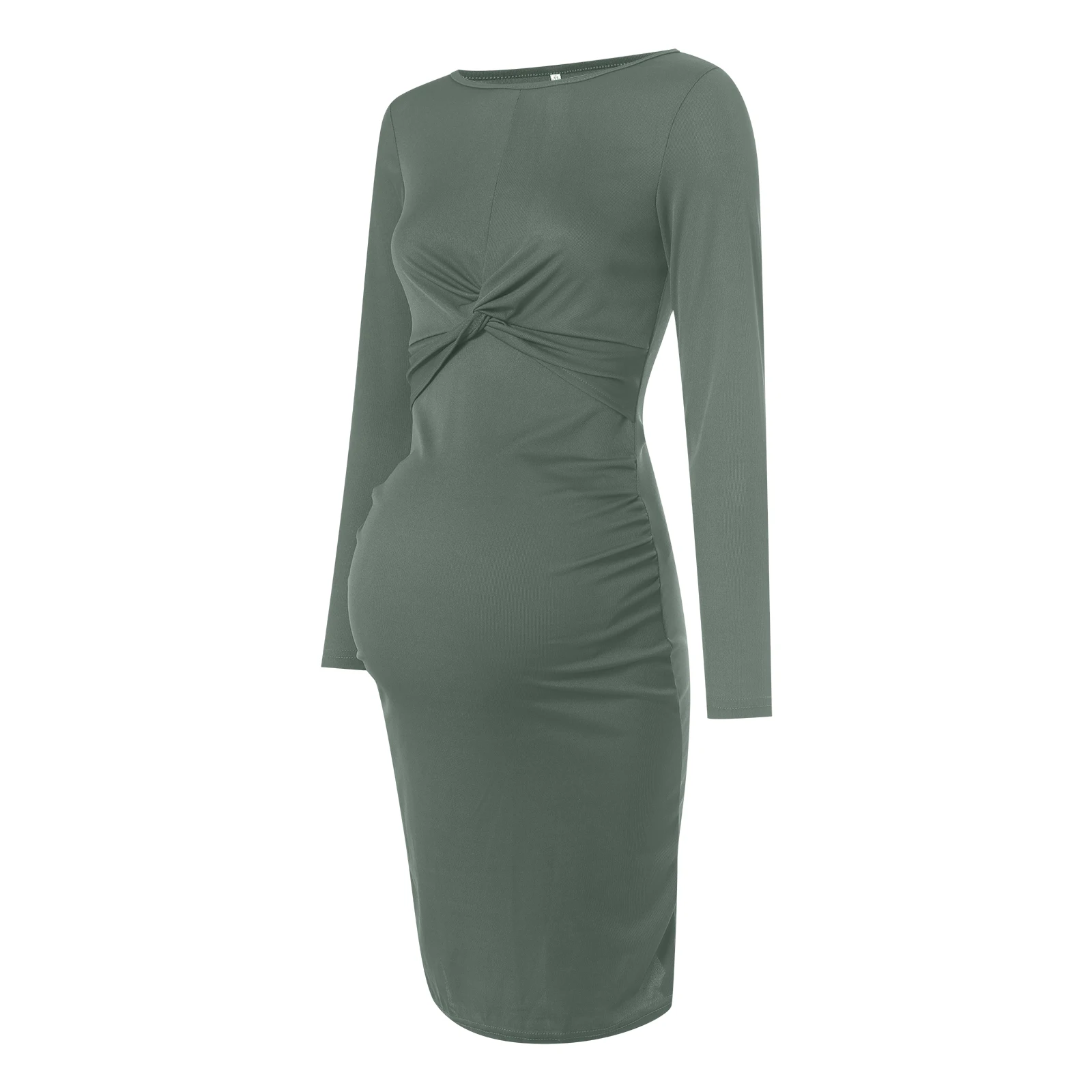 

Women'S Long Sleeve Maternity Dress Casual Elastic Fall Winter Pregnancy Clothes Cotton Comfy Sweat Skin Friendly Dresses