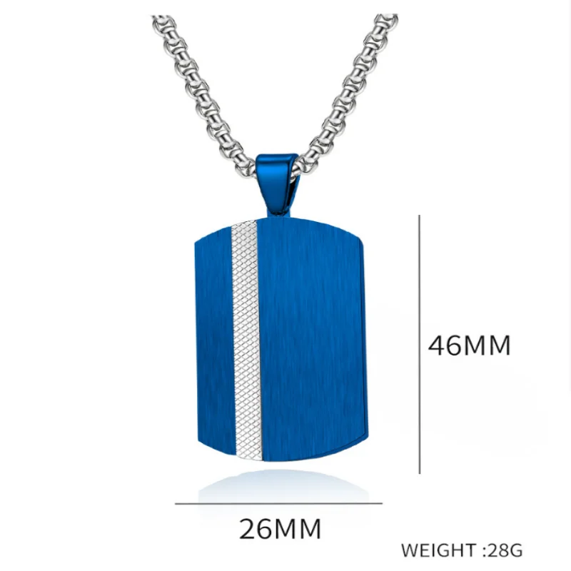 Men's Stainless Steel Brushed Plaid Two-color square Pendant Necklace Can Be Customized logo Wholesale Source Factory