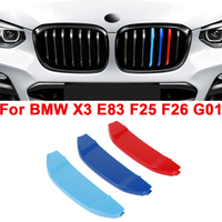 3PCS ABS For BMW X3 E83 F25 F26 G01 LCI G02 2003-2023 Front Grille Trim Decoration Strips 3 Color External Accessories