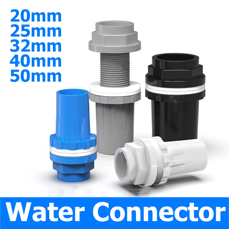 

1pcs 20/25/32/40/50mm PVC Pipe Connector Aquarium Fish Tank Drain Inlet Outlet Joint Irrigation Water Supply Pipe Fittings