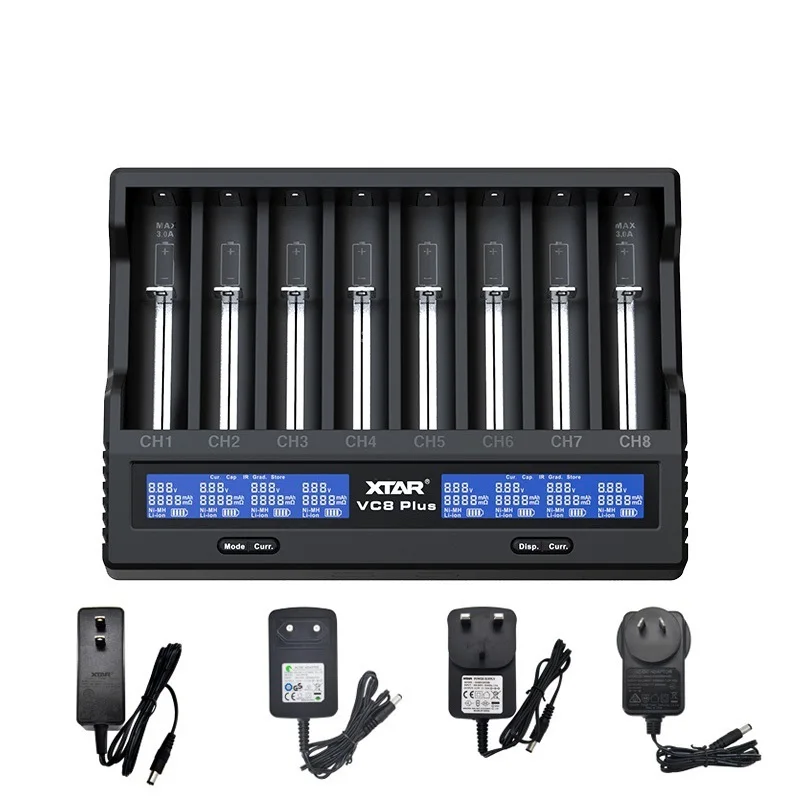 Top! XTAR 18650 Battery Charger 12V DC Input 3A Fast Charging Intelligent Charger Type-C LCD Display 21700 Battery Charger VC8