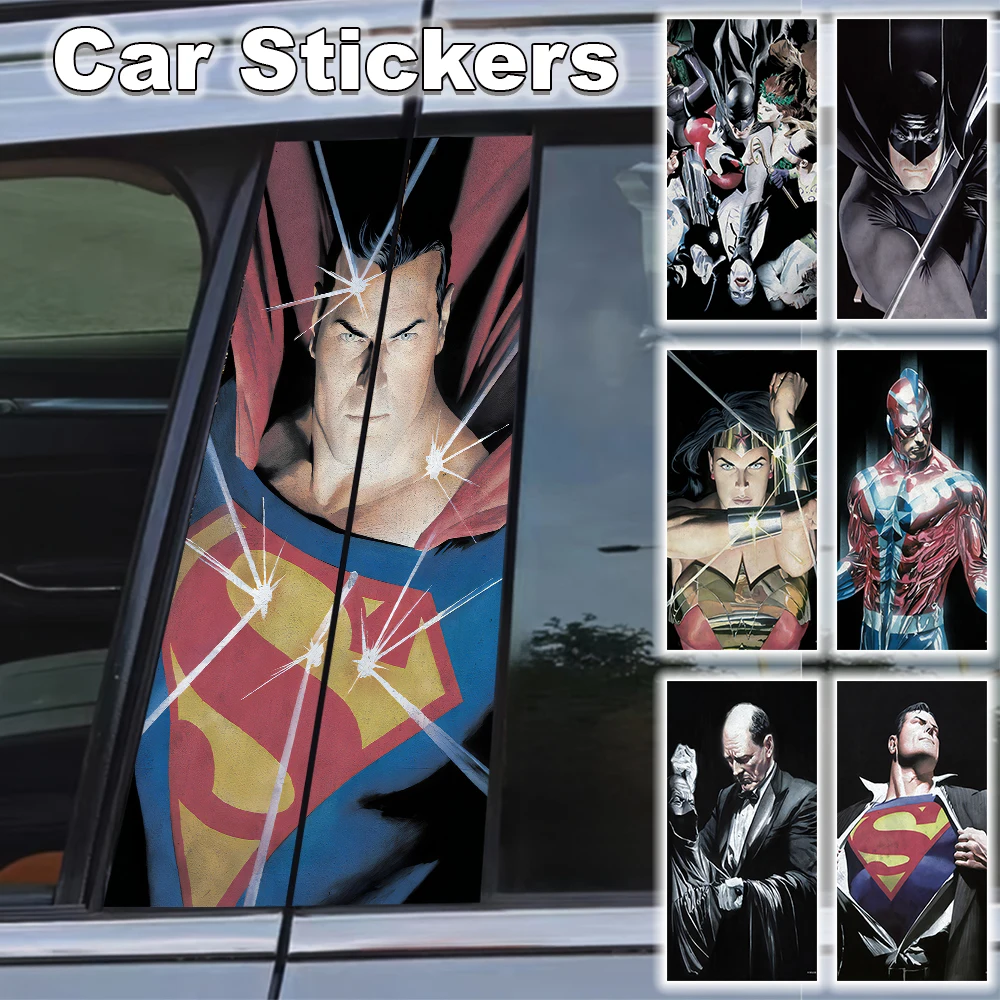 

DC Heroes Car B Pillar Sticker Decal Waterproof Stick Scratch Resistant Superman Self-adhesive Poster Accessorie Gift Batman