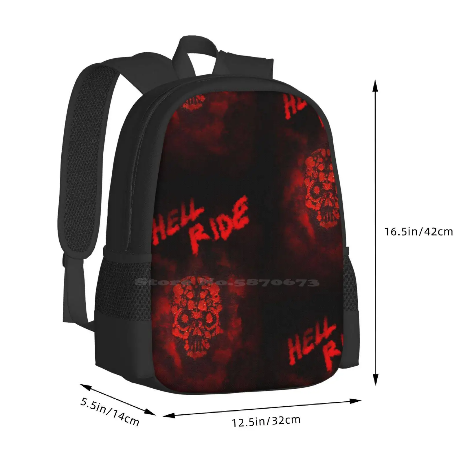 Hell Ride Pattern Design Bag Student'S Backpack Hell Devil Diabolical Holiday Halloween