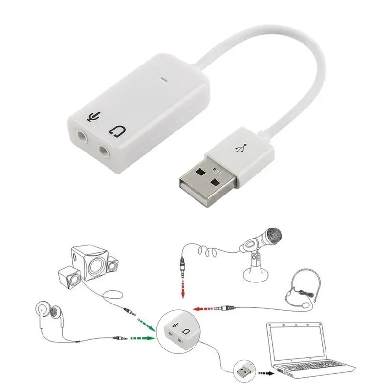 USB Sound Card Virtual 7.1 3D External USB Audio Adapter USB To Jack 3.5mm Earphone Micphone Sound Card for Laptop Notebook PC