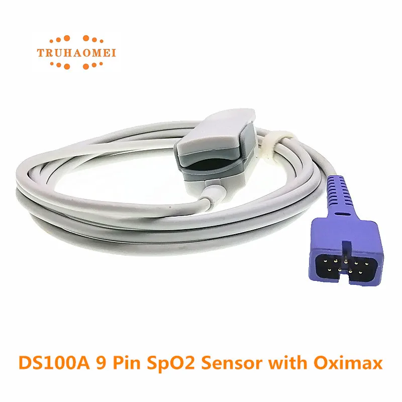 

DS100A For SPO2 Sensor 9 Pin 2.5 Meters Long Wire Oximax for Nellcor N65 Philips Schiller Colin Datascope Edan Mindray GE