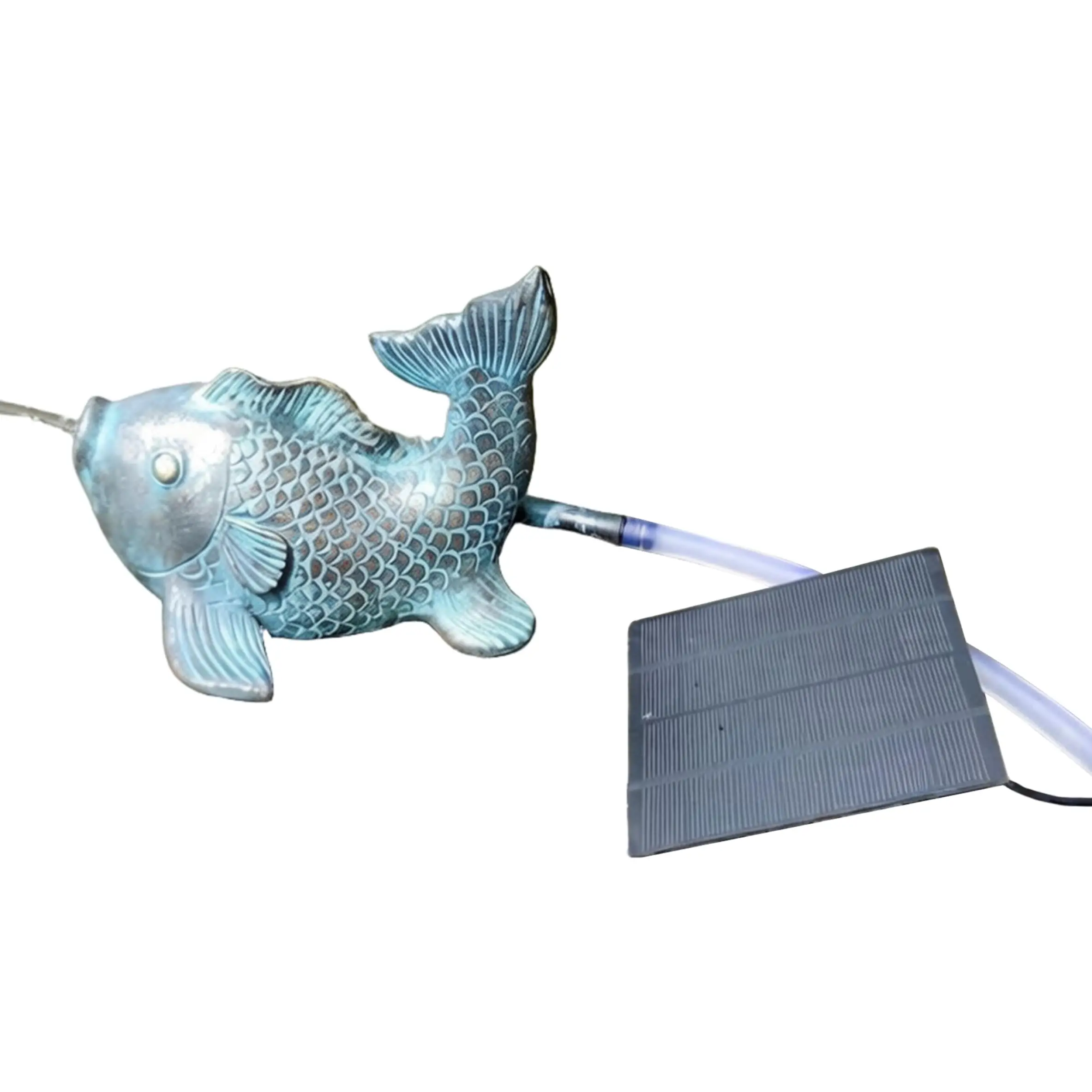 r-Powered Pond Spitter, Fish-Shaped Small Water Fountain, Resin Outdoor Decor for Garden Ponds (6.89x6.30x5.51 Inch)