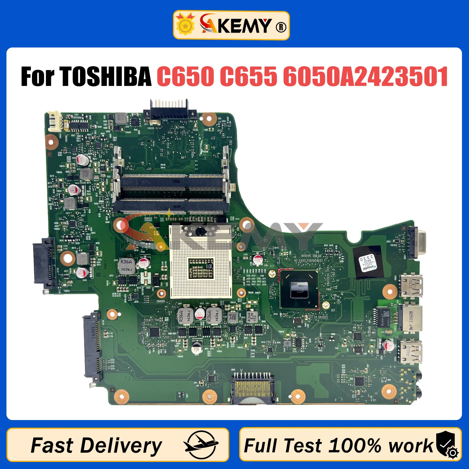 

Материнская плата AKEMY 6050A2423501 для ноутбука TOSHIBA Satellite C650 C655, телефон V000225140 HM65 PGA 989