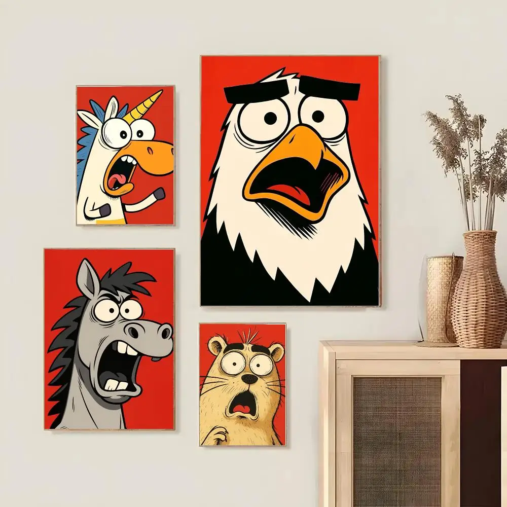 Shocking Animals Art Poster Creative Cartoon Illustrations Home Decoration Wall For Living Room Bedroom Home Gift