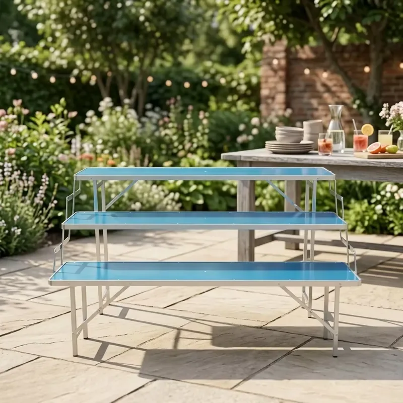 Portable Aluminum Folding Table Adjustable Height Lightweight Camping Desk Sturdy Frame for Outdoor Picnic Garden Party BBQ