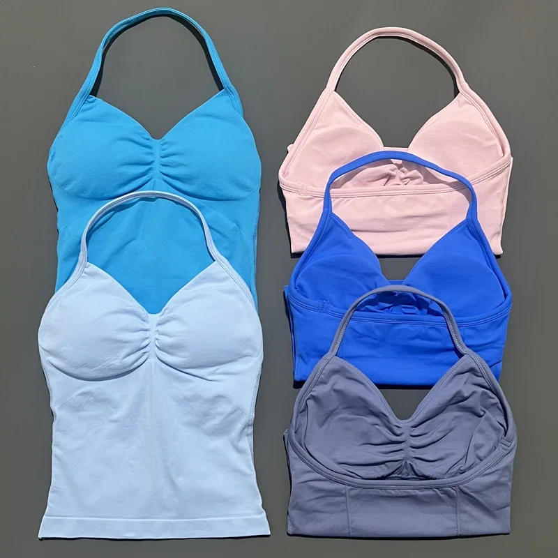 Women Solid Color Yoga Sports Tank Top Sleeveless Quick Dry Breathable Elastic Slim Fit Gym Workout Running Fitness Soft Skin