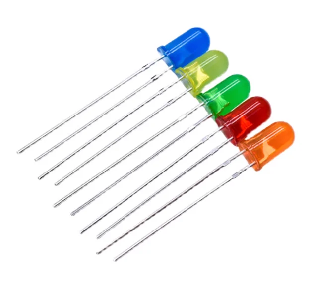 5 mm LED, 120 Stück = 6 Farben x 20 Stück, Weiß, Gelb, Rot, Grün, Blau, Orange, Licht, sortiertes Kit, DIY-LED-Set