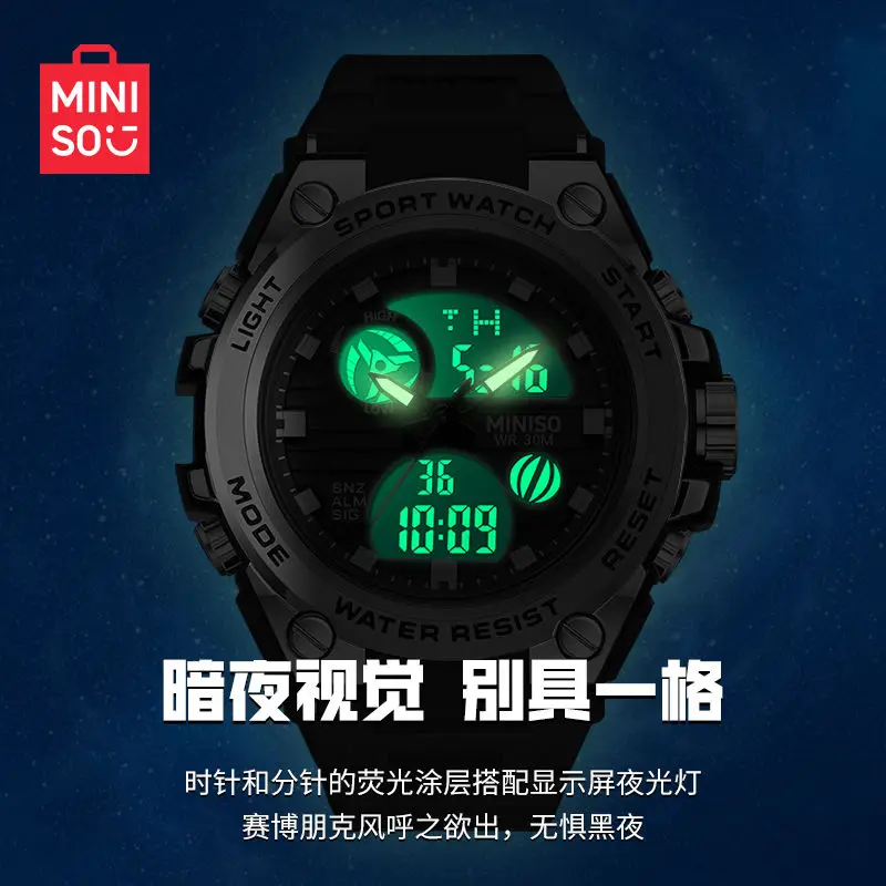 Genuino Miniso nuevo reloj luminoso impermeable luminoso deportes relojes electrónicos