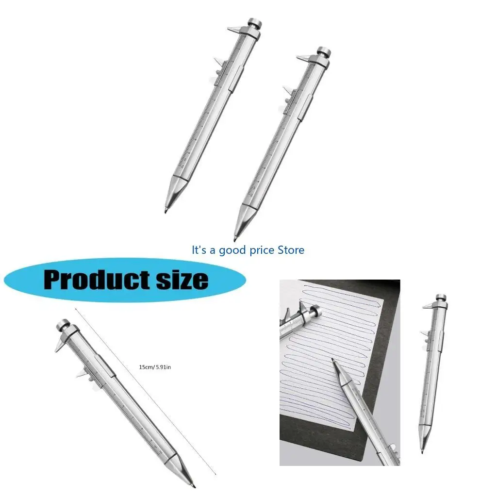 

2Pcs Vernier Caliper Pen 1.0mm Point Ballpoint Pen, 2 in 1 Measuring Tool Multifunction Measuring Ruler Ballpoint Pen
