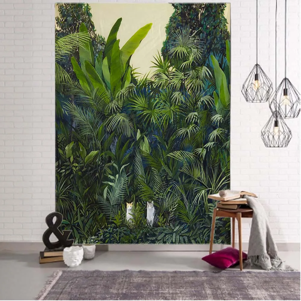 

Tropical Plants Leaves Tapestry Jungle Palm Tree Wall Hanging Boho Psychedelic Room Wall Decor Nature Landscape Art Home Decor