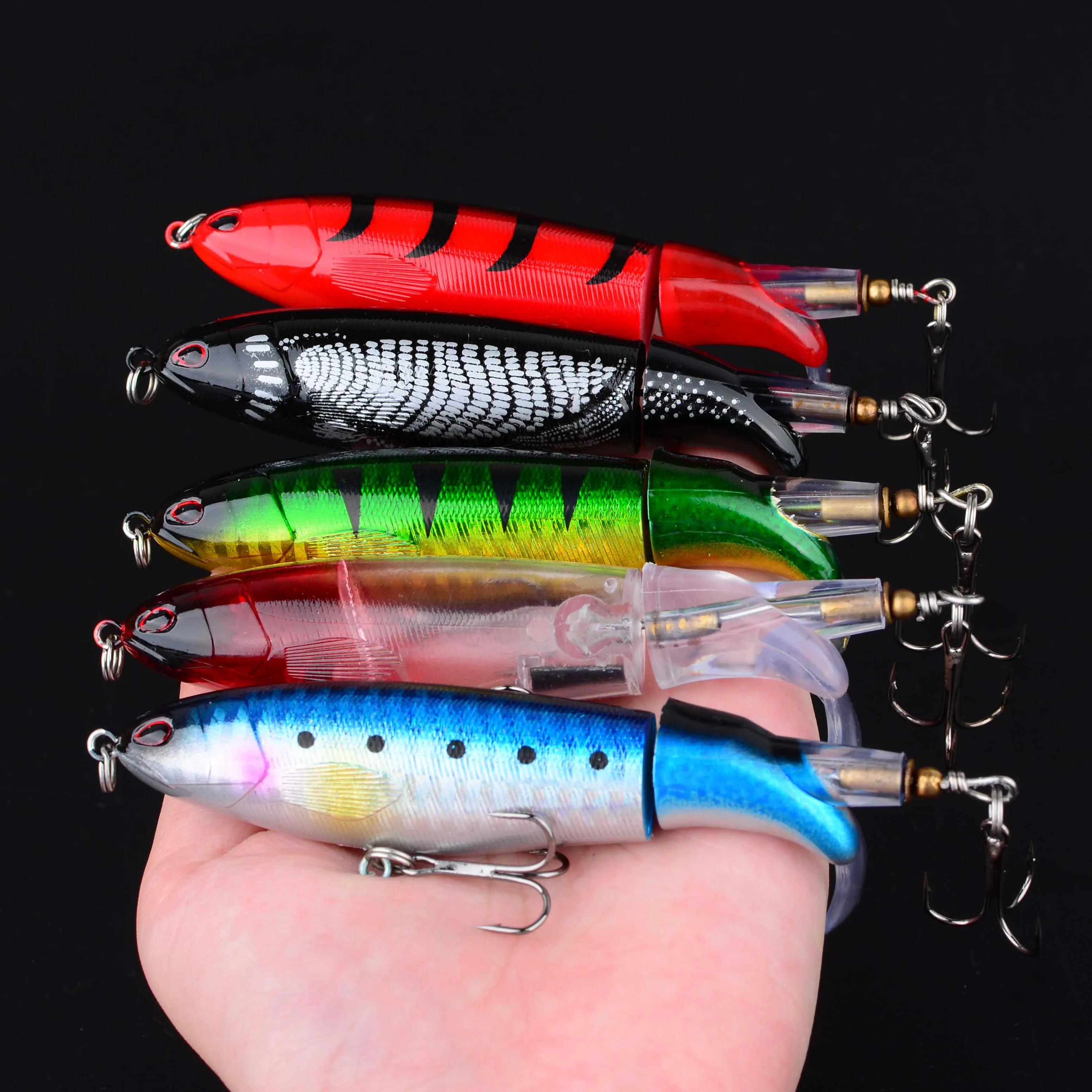 10 قطعة Whopper Plopper توبواتر الصيد السحر مجموعة الدورية الذيل ل باس بايك تشوب الصيد اكسسوارات الطعم الثابت