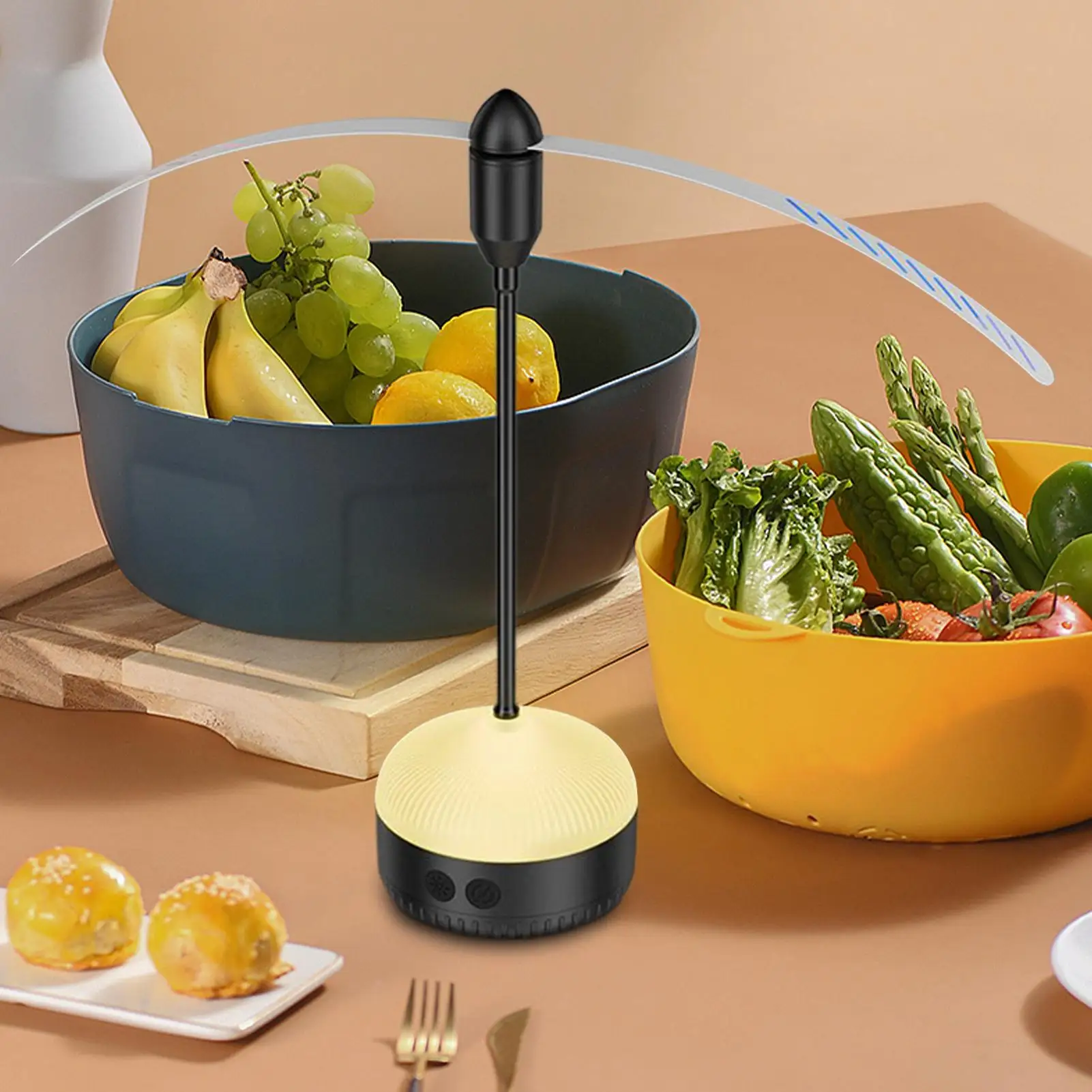 Ventilatore da tavolo per mosche Ventilatori decorativi ricaricabili con illuminazione per tavoli Macchina pieghevole per il controllo del volo della frutta per la pesca