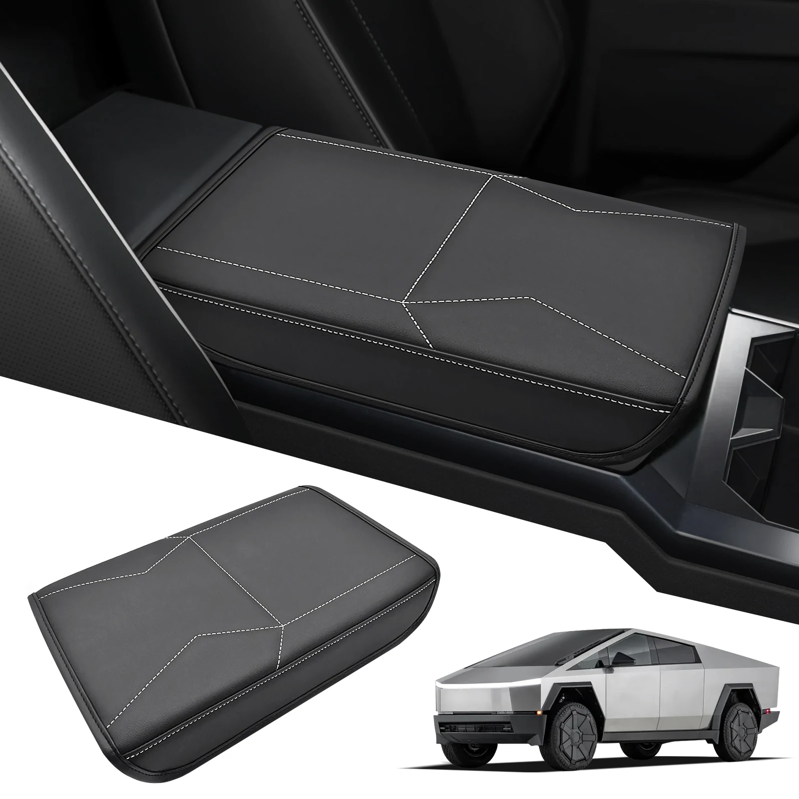 For Tesla Cybertruck 2023 2024 Center Console Armrest Box Cover PU Leather Durable Armrest Protector Lid Pad Car Accessories