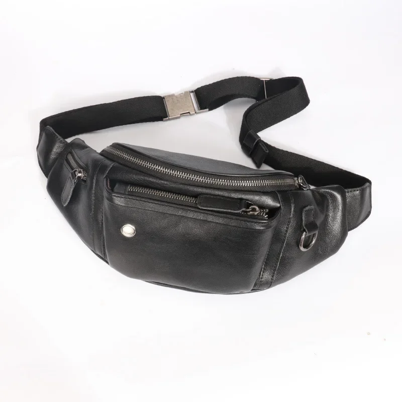 Stylish Men's Large Capacity Leather Waist Bag for Business and Travel