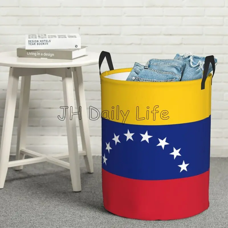 Venezuela Flag Laundry Basket with Handles Universal Waterproof Laundry Hamper Foldable Clothes Storage Bucket Toy Organizer Bin image 6