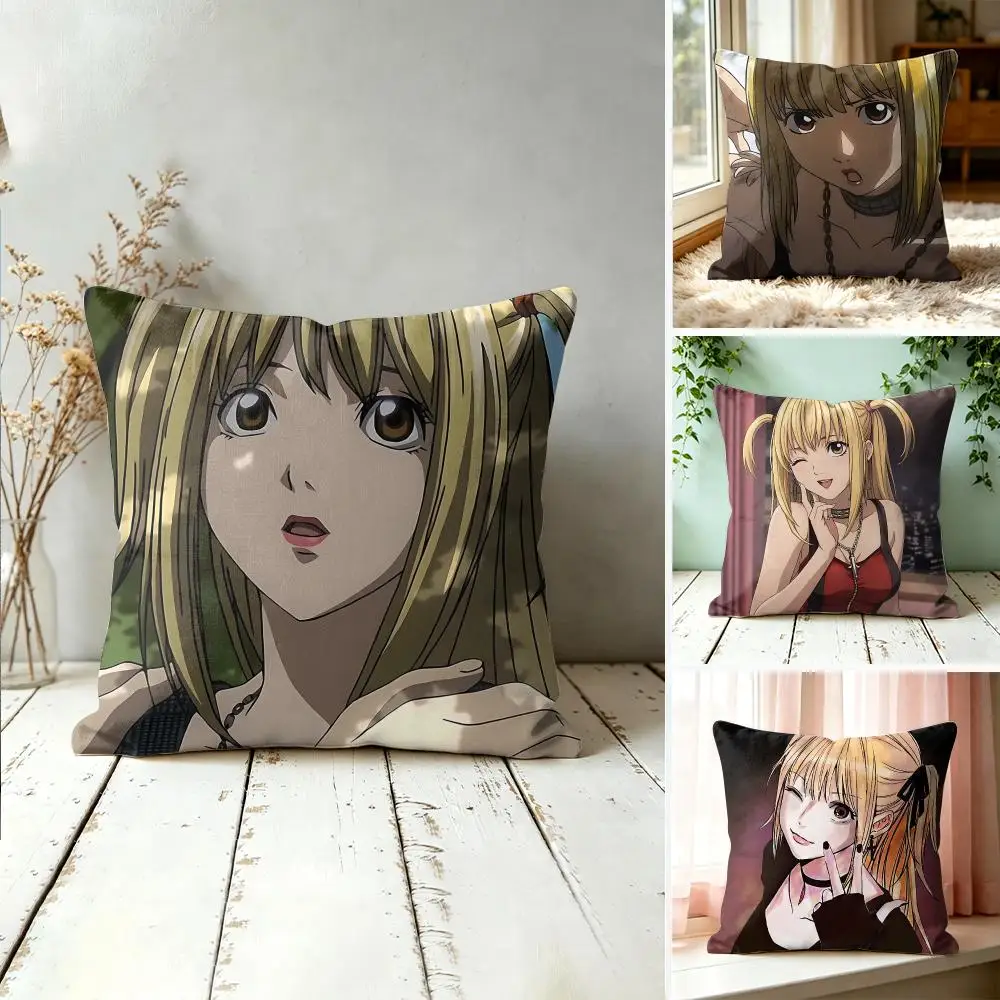 

D-Death Note Misa Anime Cushion Cover Square Decorative Throw Pillow 40x40cm For Sofa Bedroom Living Room Home Decor