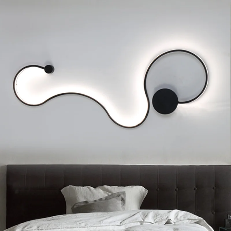 2022 Curved Line Surface Mounted Led Decorative Wall Lights Indoor Modern For Home Hotel