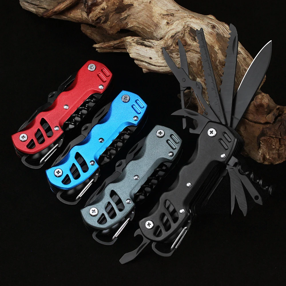 Multifunctional Pocket Folding Swiss Knife Outdoor Portable Camping Emergency Mini Multitool Knife Scissor Keychain Box Cutter