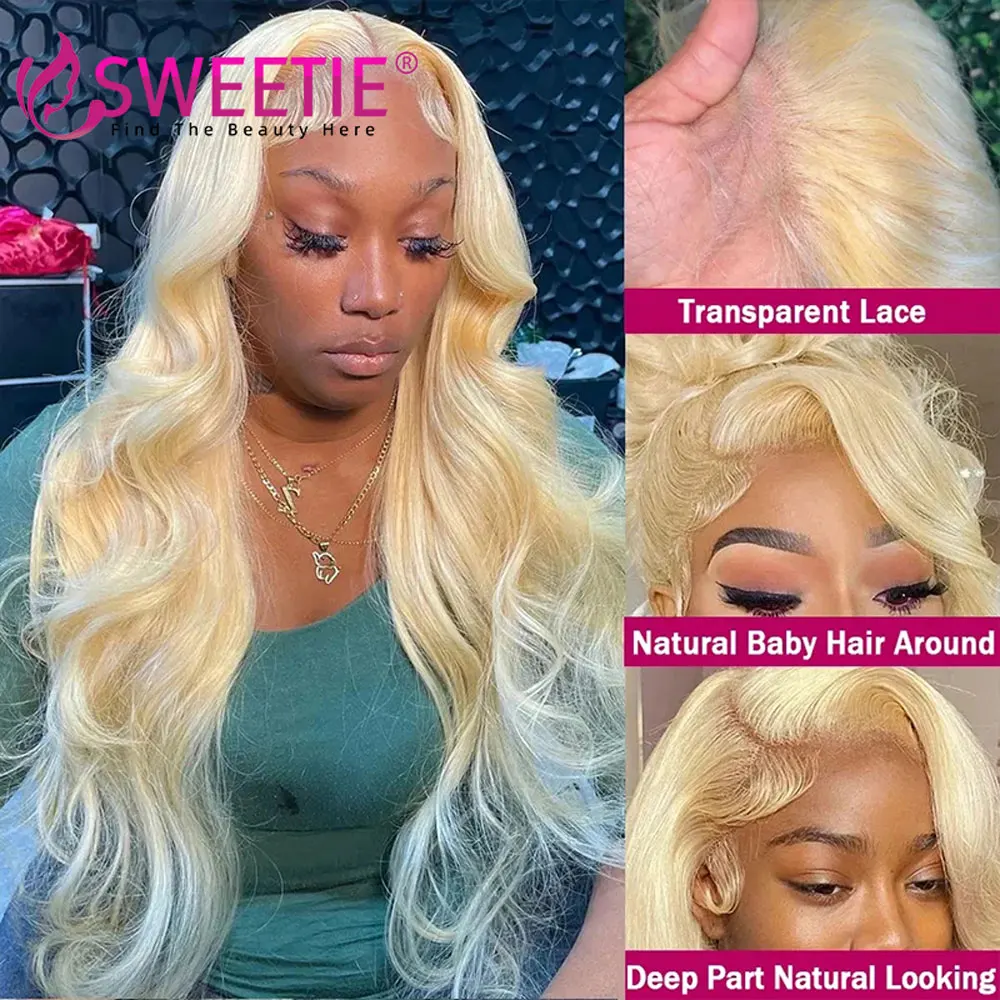 13x6 Honey Blonde Body Wave Human Hair Wigs 613 Glueless Wear To Go  13X4 Transparent Lace Colored Human Hair Wigs For Women