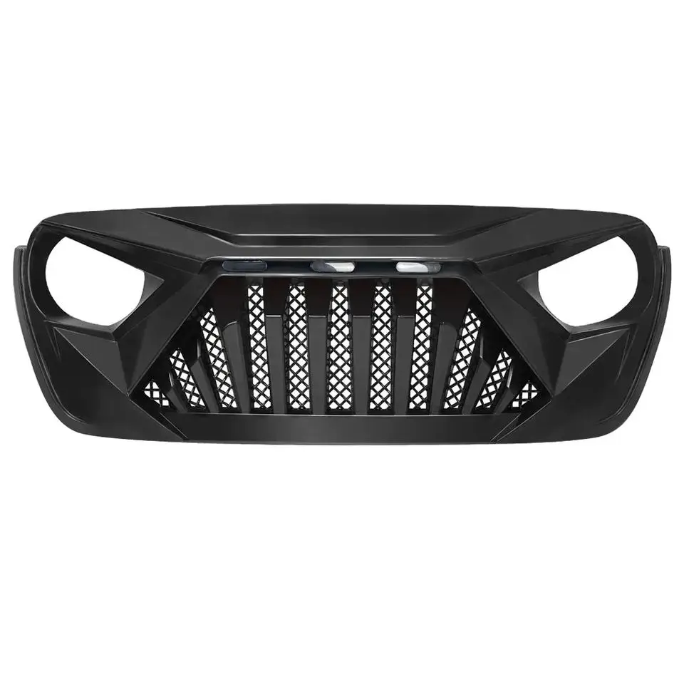 

Car grille for 2018-2022 Jeep Wrangler JL ABS Shark Grill Front Bumper Grille Glossy Black US has Stocks