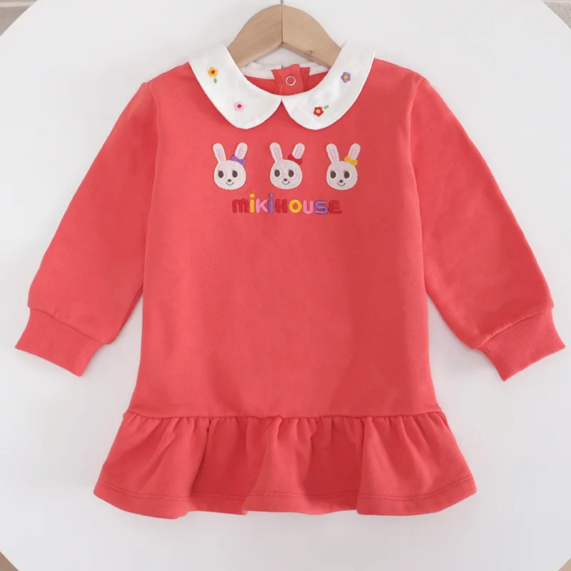 Autumn Girl Cartoon Rabbit Long Sleeved Sweatshirts  Skirt Kids Clothes Girls  Dresses  Baby Sweatshirt  Cute Hoodies Roupa