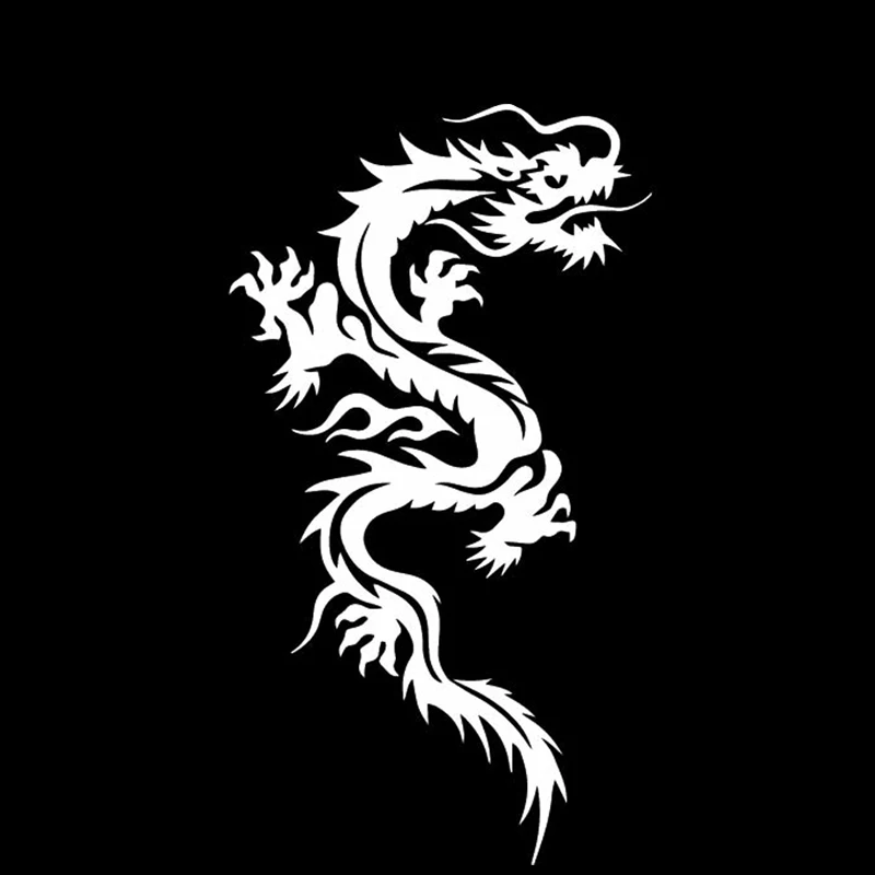 Small Town  9.6CM*17.2CM Dragon Mythological Creativity Car Sticker Body Of Car Decor Vinyl Decal Black/Silver C4-2337