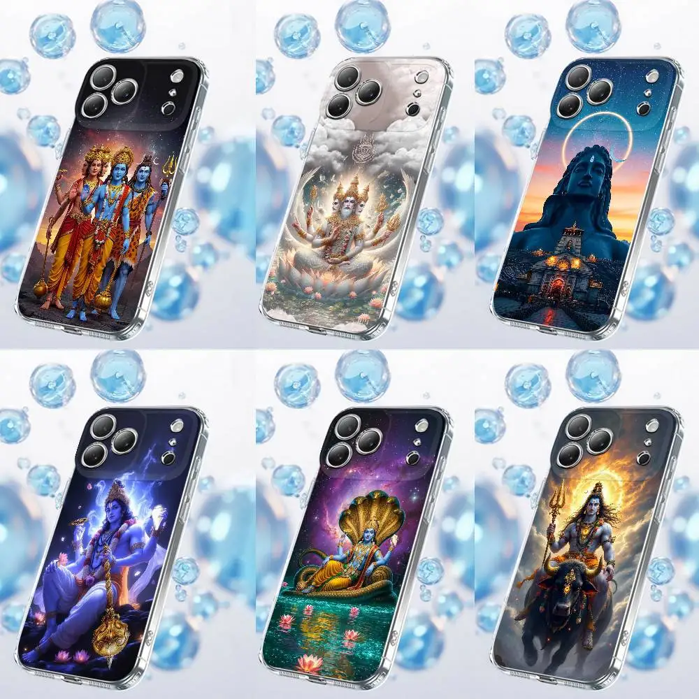 

India Brahma Vishnu Shiva Phone Case For iPhone 17,16,15,14,13,12,11,Plus,Pro,Max,Plus,E,Air,Mini Transparent Cover