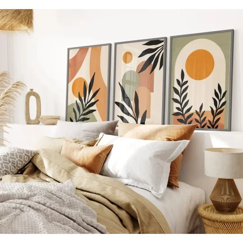 Multiple sizes 1pc frameless Canvas Painting,Bohemian Abstract Wall Art Beige Green Terracotta Nordic Modern Canvas Painting Lea